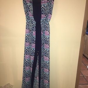 Strapless Maxi Dress Multi Colored blues/purples